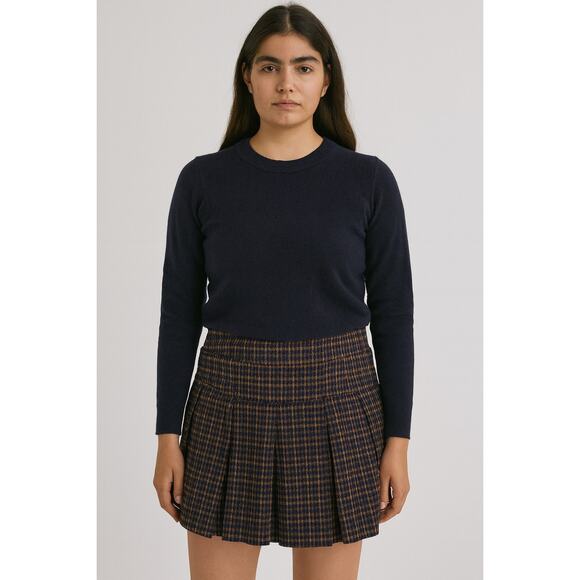 NWT American Eagle Plaid Skirt Lined Navy Large Dark Academia Fall Y2K Vintage - Picture 1 of 6